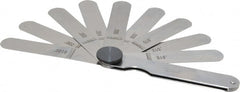 Starrett - 9 Piece, 0.0015 to 0.015" Thick, Parallel Feeler Gage Set - 3-1/32" Leaf Length, 1/2" Wide, Tempered Steel - Exact Tooling
