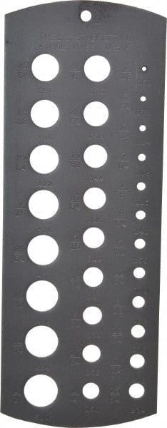 Starrett - 1/16 Inch to 1/2 Inch Hole Size Drill Gage - 6-1/4 Inch Long, 2-5/16 Inch Wide, 29 Holes - Exact Tooling