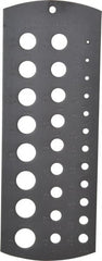 Starrett - 1/16 Inch to 1/2 Inch Hole Size Drill Gage - 6-1/4 Inch Long, 2-5/16 Inch Wide, 29 Holes - Exact Tooling