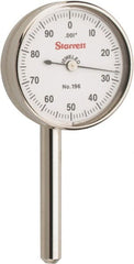 Starrett - 0.2 Inch Range, 0.001 Inch Dial Graduation, Horizontal Dial Test Indicator - 1-7/16 Inch White Dial, 0-100 Dial Reading - Exact Tooling