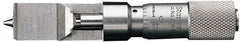 Starrett - 0 to 0.375 Inch Measurement Range, 0.001 Inch Graduation, Satin Coated Stainless Steel, Mechanical Can Seam Micrometer - Flat Spindle - Exact Tooling