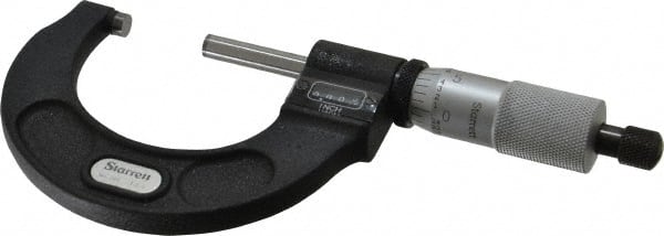 Starrett - 1 to 2" Range, 0.0001" Graduation, Mechanical Outside Micrometer - Ratchet Stop Thimble, Accurate to 0.00005", Digital Counter - Exact Tooling