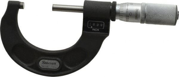 Starrett - 1 to 2" Range, 0.0001" Graduation, Mechanical Outside Micrometer - Friction Thimble, Accurate to 0.00005", Digital Counter - Exact Tooling