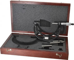 Starrett - 0 to 4" Range, 3 Piece Mechanical Outside Micrometer Set - 0.001" Graduation, Ratchet Stop Thimble, Steel Face - Exact Tooling