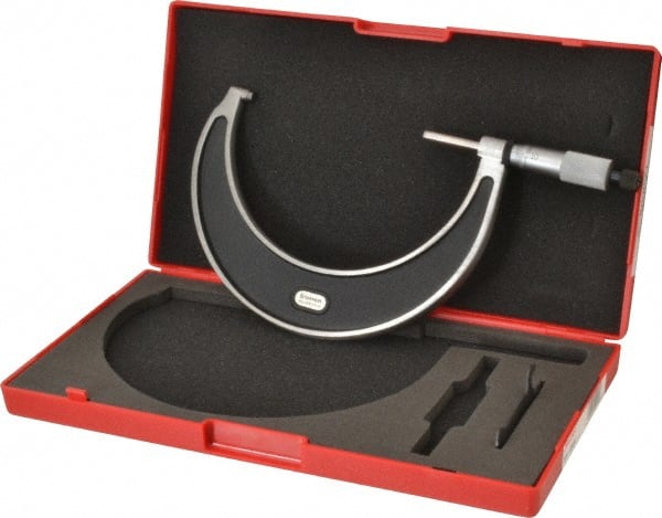 Starrett - 4 to 5" Range, 0.0001" Graduation, Mechanical Outside Micrometer - Ratchet Stop Thimble, Accurate to 0.0001" - Exact Tooling