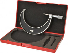 Starrett - 4 to 5" Range, 0.0001" Graduation, Mechanical Outside Micrometer - Ratchet Stop Thimble, Accurate to 0.0001" - Exact Tooling
