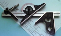 TESA Brown & Sharpe - 4 Piece, 24 Inch Blade Length, Square Set - Set Includes Center Head, Reversible Protractor, Square Head - Exact Tooling