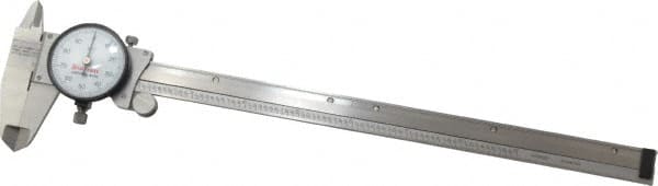 Starrett - 0" to 9" Range, 0.001" Graduation, 0.1" per Revolution, Dial Caliper - White Face, 1-1/2" Jaw Length, Accurate to 0.001" - Exact Tooling