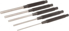 Starrett - 5 Piece, 1/8 to 3/8", Pin Punch Set - Round Shank, Comes in Plain Box - Exact Tooling