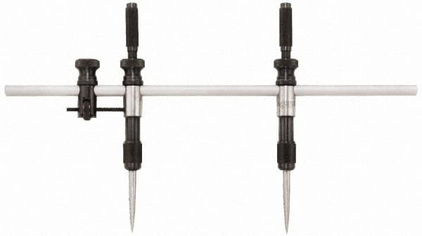 Starrett - 18 Inch Leg, Steel, Bright Chrome Finish, Trammels - 36 Inch Max Measurement, 900mm Max Measurement, Includes 20 Inch (500mm) Rigid Steel Beam, Pair of 3 Inch (75mm) Caliper Points - Exact Tooling