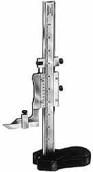Starrett - 0 to 18 Inch Measurement, 0.001 Inch Graduation, Vernier Height Gage - Satin Chrome Finish, 4-7/16 Inch Long x 2-9/32 Inch Wide - Exact Tooling