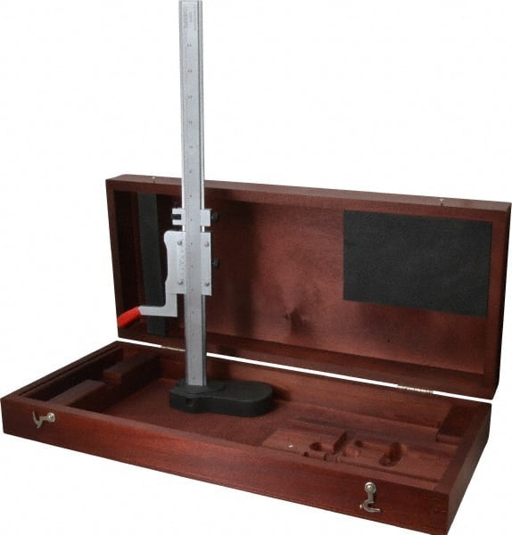 Starrett - 0 to 12 Inch Measurement, 0.001 Inch Graduation, Vernier Height Gage - Satin Chrome Finish, 4-7/16 Inch Long x 2-9/32 Inch Wide - Exact Tooling