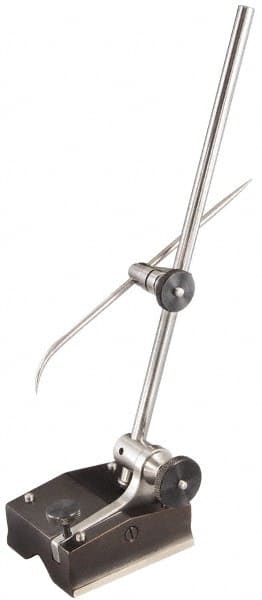 Starrett - 2 Spindle, 9 and 12 Inch Spindle Length, Surface Gage - 2-9/16 Inch Long x 2-3/8 Inch Wide Base, Hardened Steel - Exact Tooling