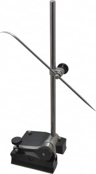Starrett - 1 Spindle, 12 Inch Spindle Length, Surface Gage - 3-1/2 Inch Long x 3-3/16 Inch Wide Base, Hardened Steel - Exact Tooling