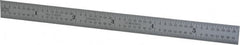 Starrett - 6" Long, 1/64, 1/50, 1/32, 1/10" Graduation, Flexible Steel Rule - 3R Graduation Style, 1/2" Wide, Silver, Satin Chrome Finish - Exact Tooling