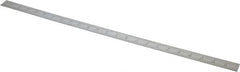 Starrett - 24" Long, 1/64, 1/50, 1/32, 1/10" Graduation, Flexible Steel Rule - 3R Graduation Style, 1" Wide, Silver, Satin Chrome Finish - Exact Tooling