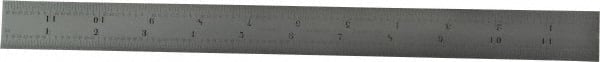 Starrett - 12" Long, 1/64, 1/32, 1/16, 1/8" Graduation, Flexible Steel Rule - 4R Graduation Style, 1" Wide, Silver, Satin Chrome Finish - Exact Tooling