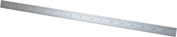 Starrett - 18" Long, 1/100, 1/64, 1/32, 1/10" Graduation, Flexible Steel Rule - 5R Graduation Style, 3/4" Wide, Silver, Satin Chrome Finish - Exact Tooling