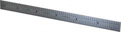 Starrett - 6" Long, 1/50, 1/10" Graduation, Flexible Steel Rule - 6R Graduation Style, 1/2" Wide, Silver, Satin Chrome Finish - Exact Tooling
