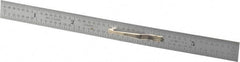 Starrett - 6" Long, 1/64, 1/32" Graduation, Flexible Steel Rule - 10R Graduation Style, 1/2" Wide, Silver, Satin Chrome Finish - Exact Tooling