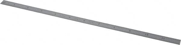 Starrett - 12" Long, 1/100, 1/64, 1/50, 1/32" Graduation, Flexible Steel Rule - 16R Graduation Style, 1/2" Wide, Silver, Satin Chrome Finish - Exact Tooling