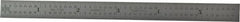 Starrett - 5-3/4" Long, 1/64, 1/32" and 0.5, 1mm Graduation, Flexible Steel Rule - English/Metric Graduation Style, 1/2" Wide, Silver, Satin Chrome Finish - Exact Tooling