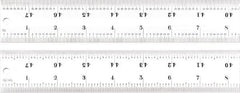 Starrett - 48" Long, 1/100, 1/64, 1/50, 1/32" Graduation, Rigid Spring Steel Rule - 16R Graduation Style, 1-1/2" Wide, Silver, Satin Chrome Finish - Exact Tooling