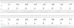 Starrett - 72" Long, 1/100, 1/64, 1/50, 1/32" Graduation, Rigid Spring Steel Rule - 16R Graduation Style, 1-1/2" Wide, Silver, Satin Chrome Finish - Exact Tooling