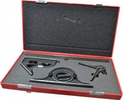 Starrett - 4 Piece, 12" Combination Square Set - 1/100, 1/32, 1/50 & 1/64" (16R) Graduation, Steel Blade, Cast Iron Center, Protractor & Square Head - Exact Tooling