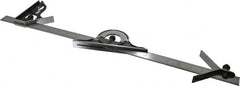 Starrett - 4 Piece, 24" Combination Square Set - 1/100, 1/32, 1/50 & 1/64" (16R) Graduation, Steel Blade, Forged Steel Center, Protractor & Square Head - Exact Tooling