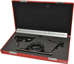 Starrett - 4 Piece, 12" Combination Square Set - 1/16, 1/32, 1/64 & 1/8" (4R) Graduation, Steel Blade, Forged Steel Center, Protractor & Square Head - Exact Tooling