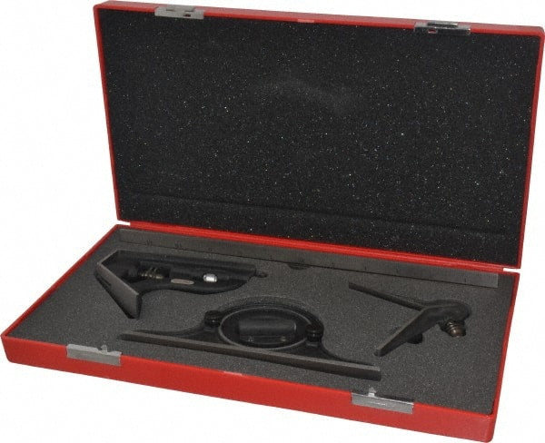 Starrett - 4 Piece, 12" Combination Square Set - 1/16, 1/32, 1/64 & 1/8" (4R) Graduation, Steel Blade, Cast Iron Center, Protractor & Square Head - Exact Tooling