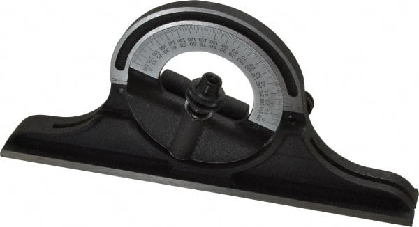Starrett - 12 to 24 Inch Long Blade, Reversible Combination Square Protractor Head - Black Wrinkle, Chrome on Turret Coated, Cast Iron - Exact Tooling