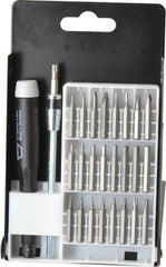 Wiha - 27 Piece, Screwdriver Micro Bit Set - #000, #00, #0 & #1 Phillips, 0.05 to 5/32" Hex, T3 to T15 Torx, 0.06, 0.08, 0.12 & 0.16 Slotted - Exact Tooling