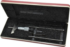 Starrett - 0 to 3" Range, 3 Rod, Mechanical Depth Micrometer - Plain Thimble, 2-1/2" Base Length, 0.01mm Graduation, 1/8" Rod Diam - Exact Tooling