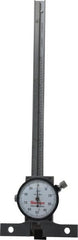 Starrett - 0 to 6 Inch Range, Stainless Steel, White Dial Depth Gage - 0.001 Inch Graduation, 0.001 Inch Accuracy, 2-3/4 Inch Base Measuring Length - Exact Tooling