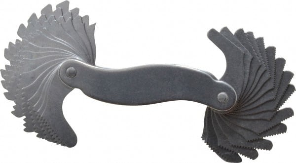 Starrett - 30 Leaf, 6 to 60 TPI Range, Steel Screw Pitch Gage - 60° Thread Angle - Exact Tooling