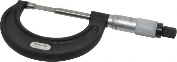 Starrett - 0" to 1" Mechanical Satin Chrome Coated Blade Micrometer - 0.001" Graduation, 1/32" Blade Thickness, Speeder Thimble - Exact Tooling