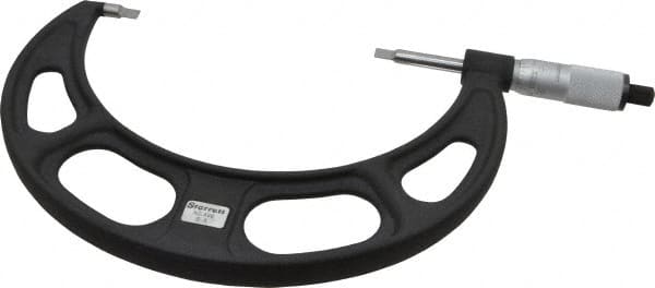 Starrett - 5" to 6" Mechanical Satin Chrome Coated Blade Micrometer - 0.001" Graduation, 0.76mm Blade Thickness, Speeder Thimble - Exact Tooling