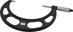 Starrett - 5" to 6" Mechanical Satin Chrome Coated Blade Micrometer - 0.001" Graduation, 0.76mm Blade Thickness, Speeder Thimble - Exact Tooling