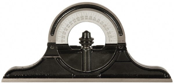 Starrett - 12 to 24 Inch Long Blade, Reversible Combination Square Protractor Head - Black Smooth, Chrome on Turret Coated, Cast Iron - Exact Tooling