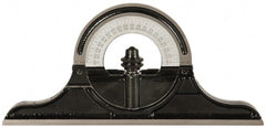Starrett - 12 to 24 Inch Long Blade, Reversible Combination Square Protractor Head - Black Smooth, Chrome on Turret Coated, Cast Iron - Exact Tooling