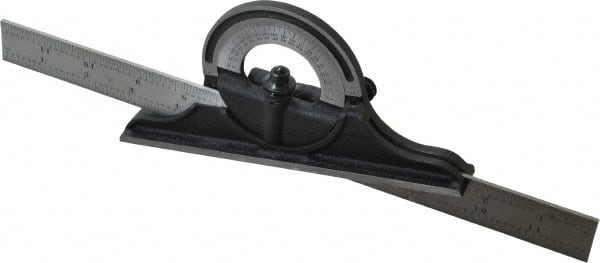 Starrett - 12 Inch Long Blade, 180° Max Measurement, Bevel Protractor - Exact Tooling
