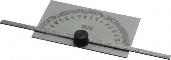 Starrett - 0 to 6 Inch Rule Measurement Range, 0 to 180° Angle Measurement Range, Rectangle Head Protractor and Depth Gage - Accurate up to 5 Min, 1° Angle Graduation, 1/64 Inch Rule Graduation - Exact Tooling