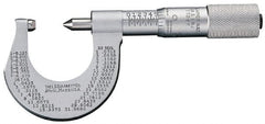 Starrett - 1 to 2" Range, Mechanical Screw Thread Micrometer - Plain Thimble, 0.001" Graduation, 0.004mm Accuracy - Exact Tooling