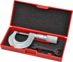 Starrett - 0 to 1" Range, Mechanical Screw Thread Micrometer - Plain Thimble, 0.001" Graduation, 0.004mm Accuracy - Exact Tooling