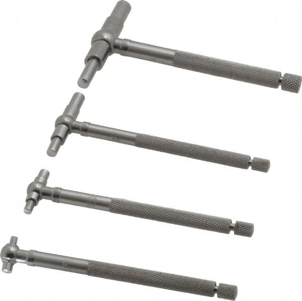 Starrett - 4 Piece, 5/16 to 2-1/8 Inch, Telescoping Gage Set - 2-3/8 Inch Long Handles, Includes Case - Exact Tooling
