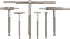 Starrett - 6 Piece, 5/16 to 6 Inch, Polished Steel Finish, Telescoping Gage Set - 2-3/8 and 3-1/4 Inch Long Handles, Includes Case - Exact Tooling
