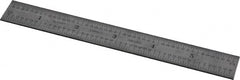 Starrett - 6" Long, 1/64, 1/32, 1/16, 1/8" Graduation, Rigid Spring Steel Rule - 4R Graduation Style, 3/4" Wide, Silver - Exact Tooling