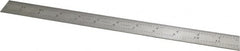 Starrett - 12" Long, 1/64, 1/32, 1/16, 1/8" Graduation, Rigid Spring Steel Rule - 4R Graduation Style, 1" Wide, Silver - Exact Tooling